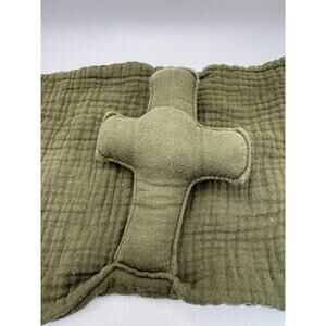 Cross Security Blanket Baby Lovey Green Muslin Cotton